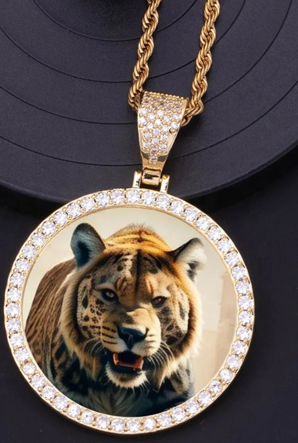 Custom Ice out Small Image Picture Photo Big Round Pendant Necklace