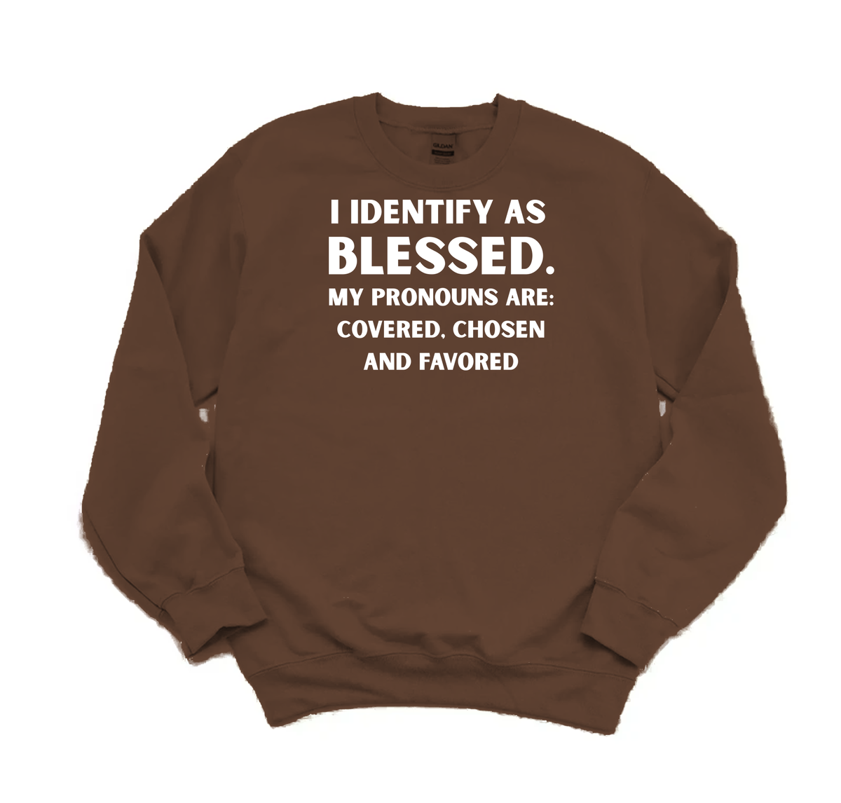 Brown I Identify as Blessed crewneck sweatshirt