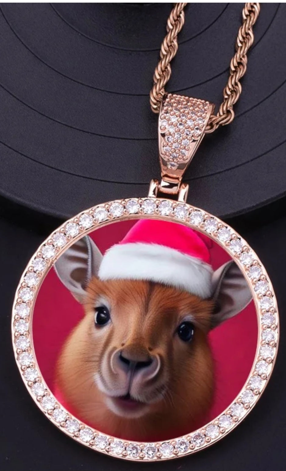 Custom Ice out Small Image Picture Photo Big Round Pendant Necklace