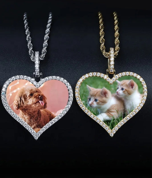 Customs Heart Shape Picture Pendant Necklace