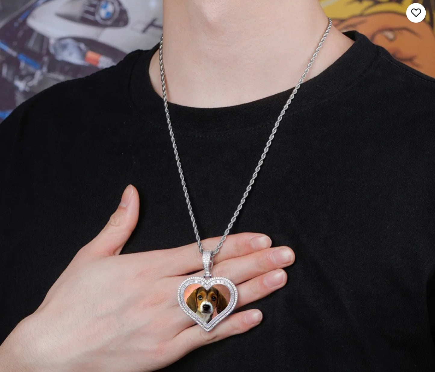 Customs Heart Shape Picture Pendant Necklace