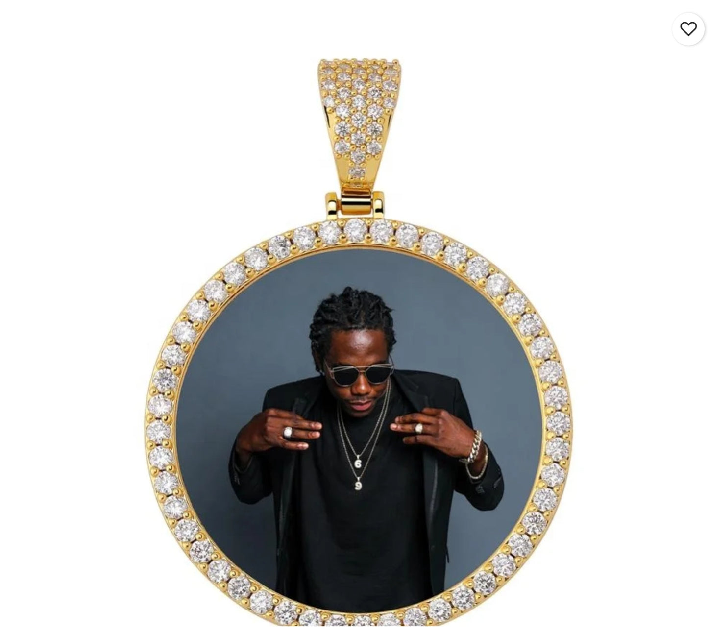 Custom Ice out Large Image Picture Photo Big Round Pendant Necklace