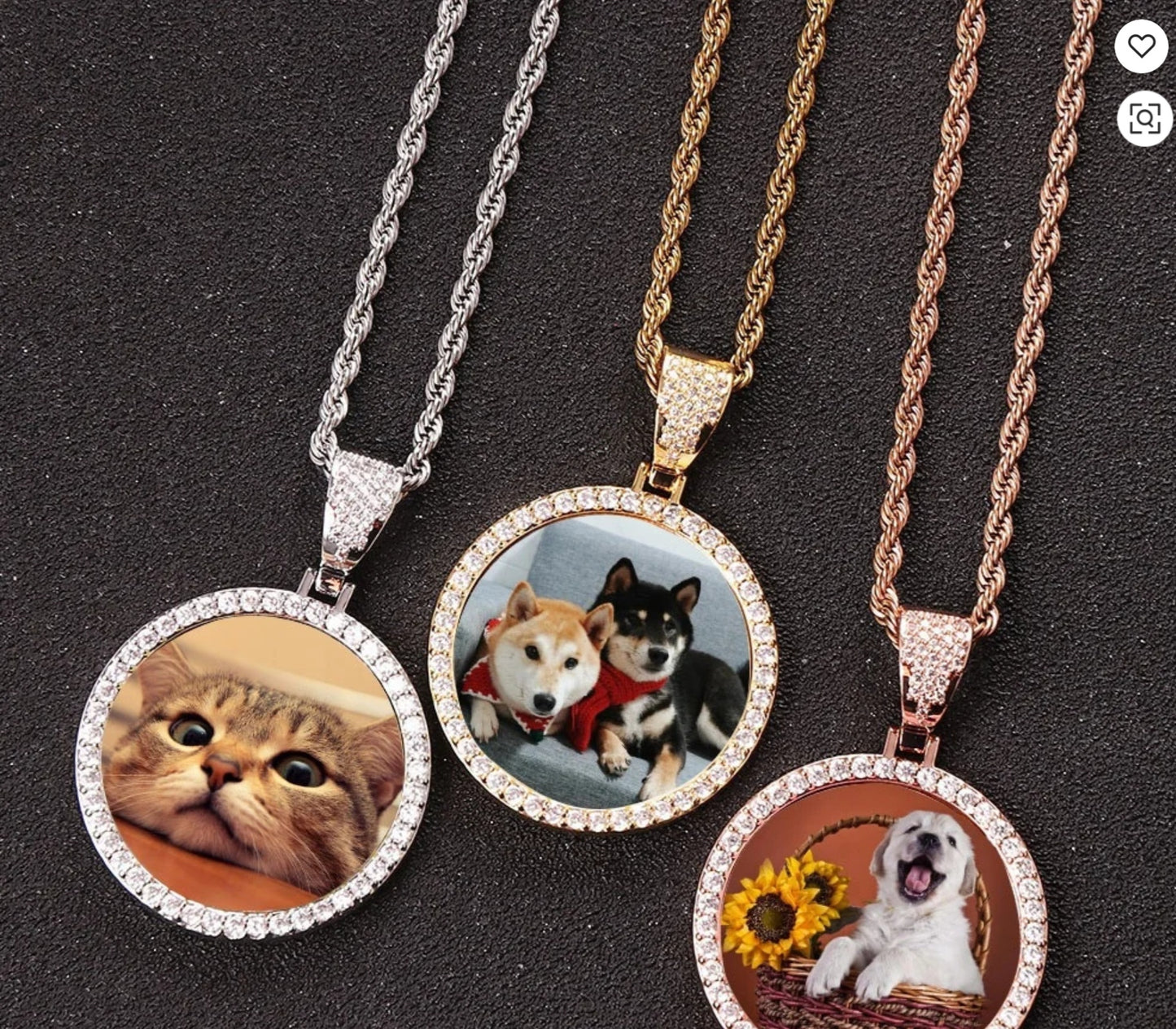 Custom Ice out Small Image Picture Photo Big Round Pendant Necklace