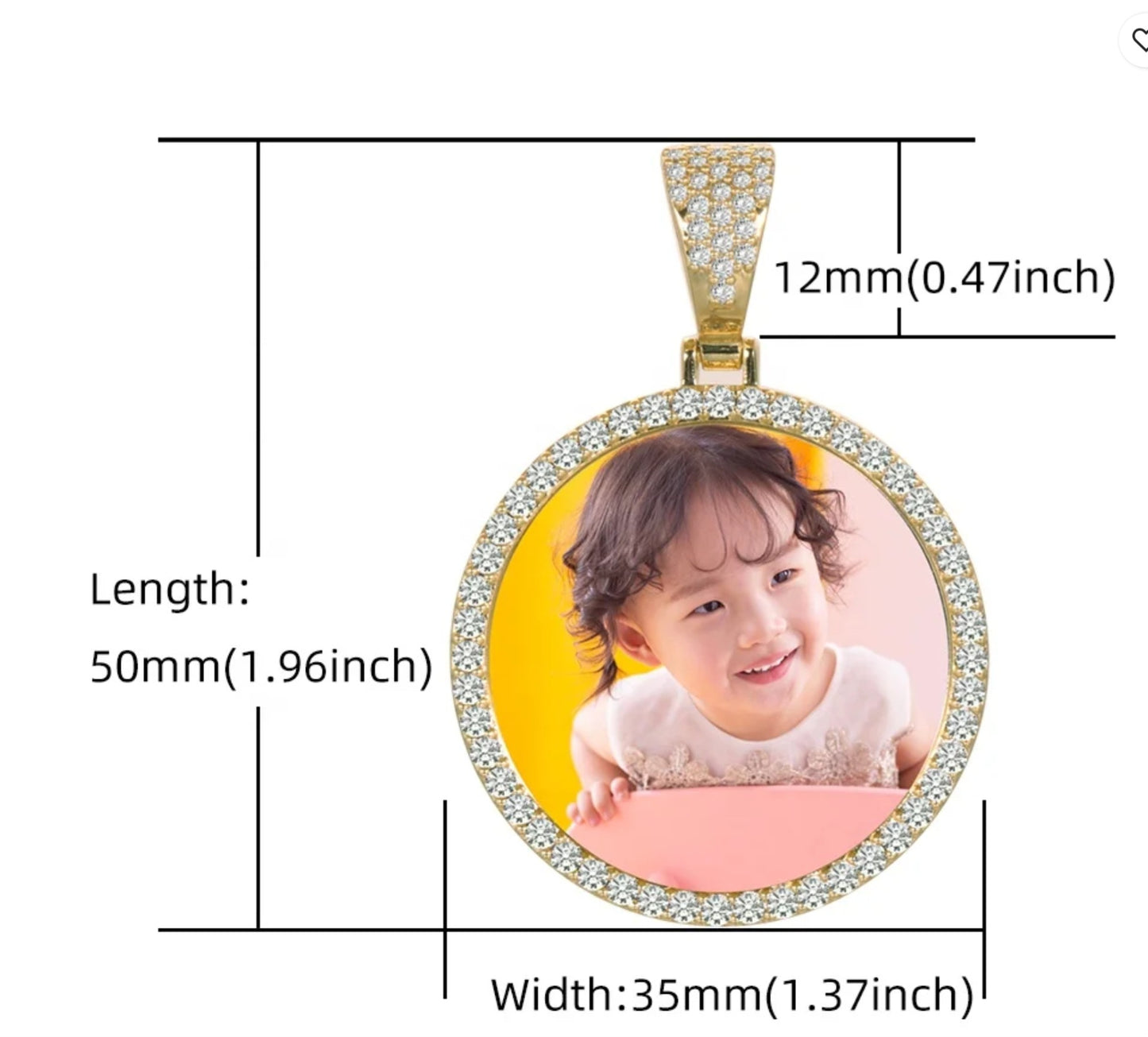Custom Ice out Large Image Picture Photo Big Round Pendant Necklace