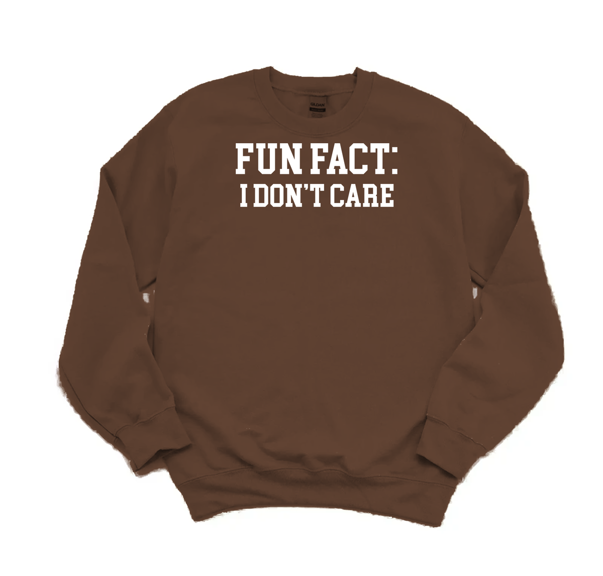 Brown Fun Fact: I Don't Care crewneck sweatshirt