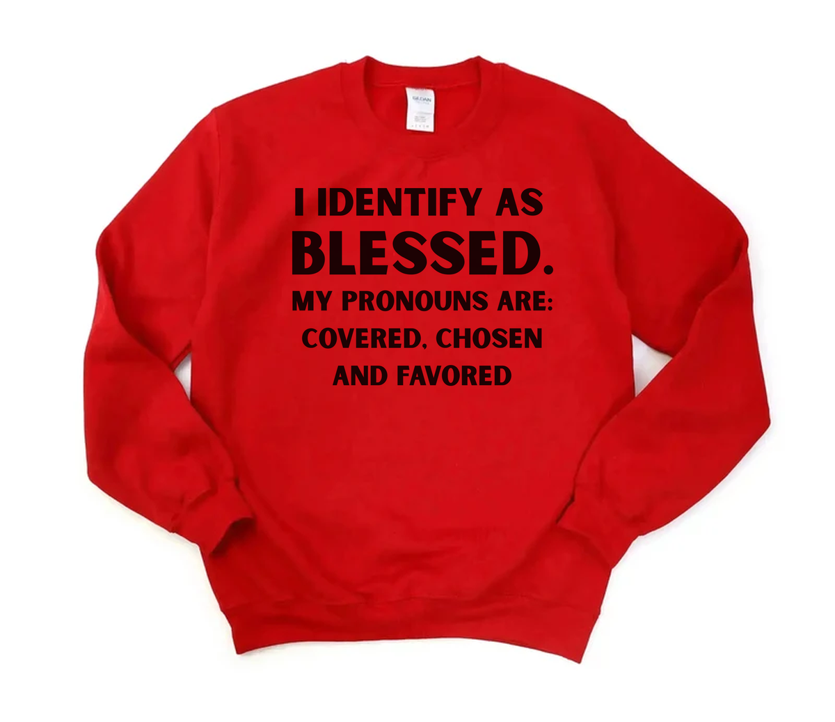 Red I Identify as Blessed crewneck sweatshirt