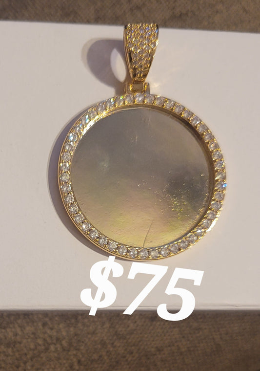 Custom Ice out Large Image Picture Photo Big Round Pendant Necklace